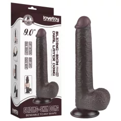   Sliding-Skin - dildo cu ventuză, cu două straturi - 20,8 cm (maro)