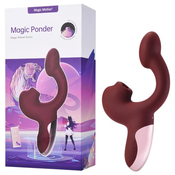 Magic Motion Magic Ponder - Vibrator 2în1 cu braț pentru clitoris - bordo