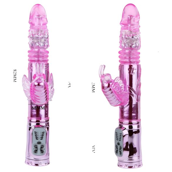 Baile - vibrator cu fluture și braț pentru clitoris - roz