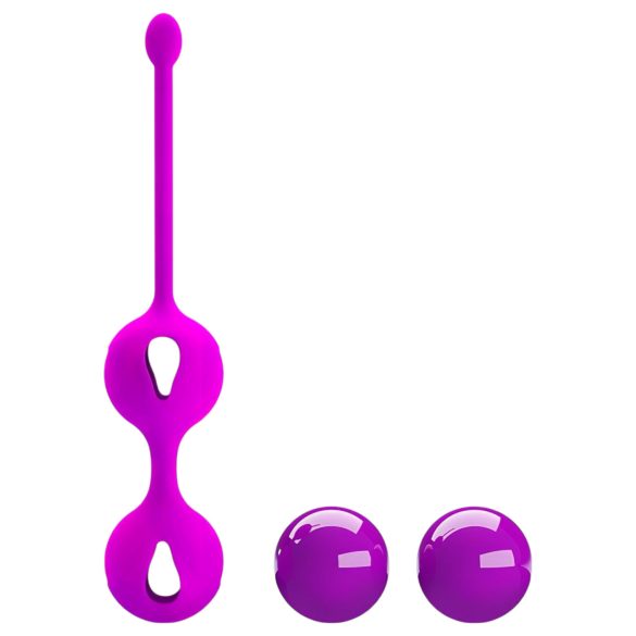 Pretty Love - Bile Kegel duo - exerciții intime - silicon mov