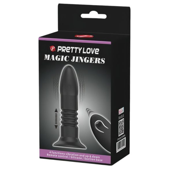 Pretty Love Magic Jinger - vibrator anal cu funcție de împingere - negru