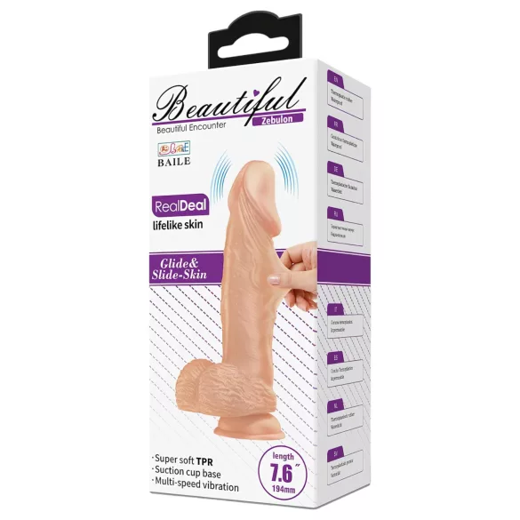 Baile Zebulon - vibrator realist cu testicule - 19cm - culoare naturală