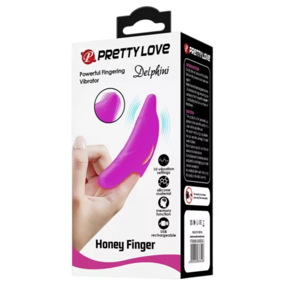 Pretty Love Delphini - vibrator pentru deget cu delfin - mov