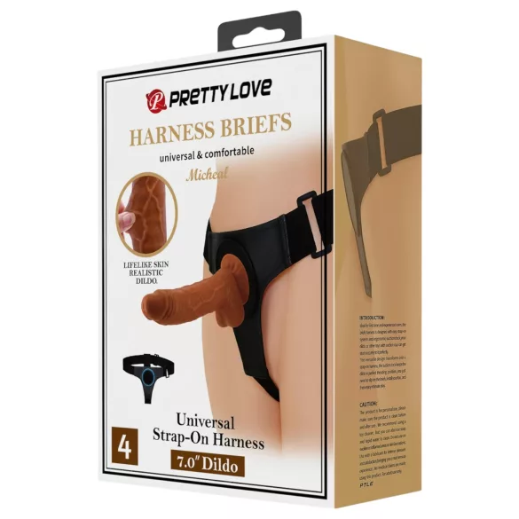 Pretty Love Harness - chiloți universali cu dildo 17 cm - negru