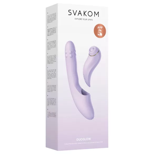 Svakom DuoGlow - vibrator pentru punctul G și clitoris, controlat prin aplicație (mov)