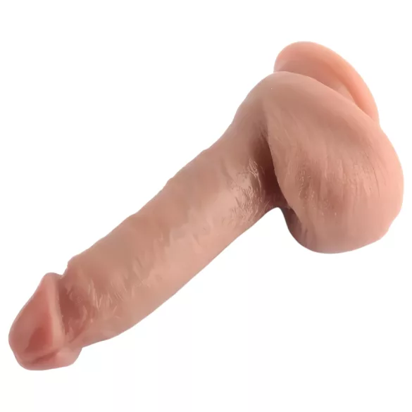 Dual Density - dildo realist cu testicule și ventuză - 18cm natur