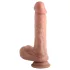 Dual Density - dildo realist cu ventuză și testicule - 20 cm (natural)