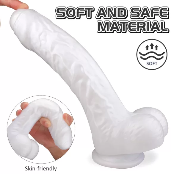 Sex HD Martin - dildo realist cu testicule și ventuză - alb