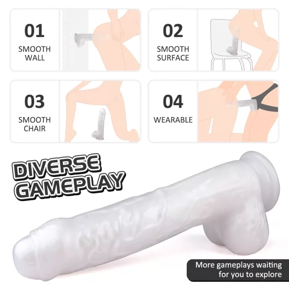 Sex HD Martin - dildo realist cu testicule și ventuză - alb