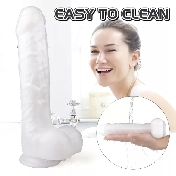 Sex HD Martin - dildo realist cu testicule și ventuză - alb