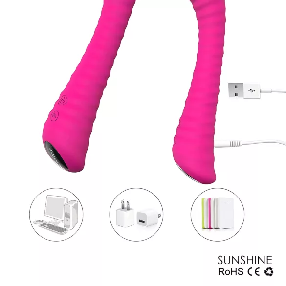 Sex HD Sunshine - vibrator pentru punctul G - reîncărcabil, texturat - roz
