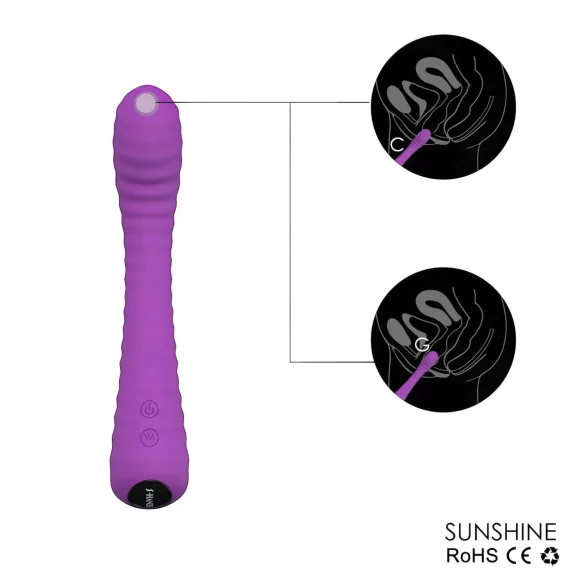 Sex HD Sunshine - vibrator pentru punctul G, cu acumulator și striații (mov)