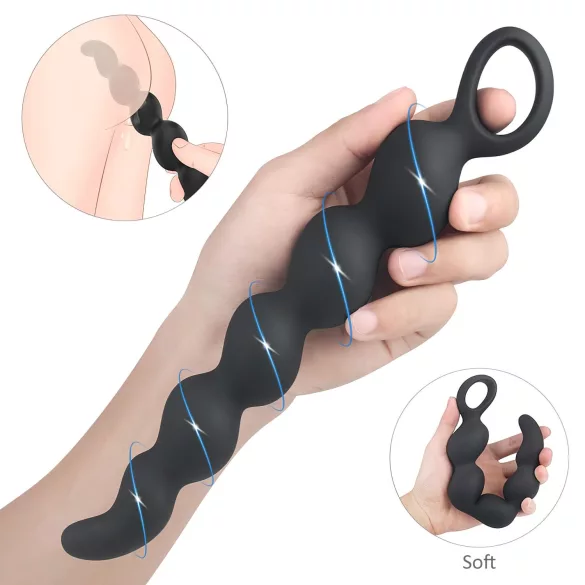 Sex HD Steven - dildo anal cu bile - silicon negru