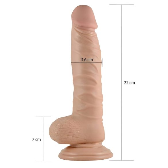 Lovetoy Real Extreme - dildo cu ventuză - 21cm - culoare naturală