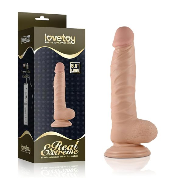Lovetoy Real Extreme - dildo cu ventuză - 21cm - culoare naturală
