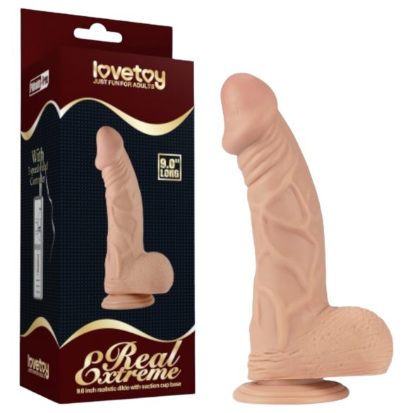 Lovetoy Real Extreme - dildo cu ventuză - 23cm (natur)