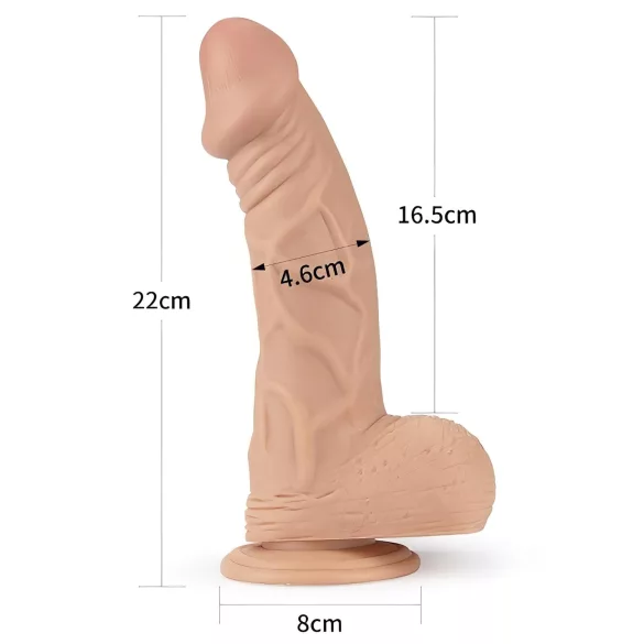 Lovetoy Real Extreme - dildo cu ventuză - 23 cm (natur)