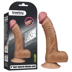 Lovetoy - dildo realist curbat - 20cm - culoare naturală