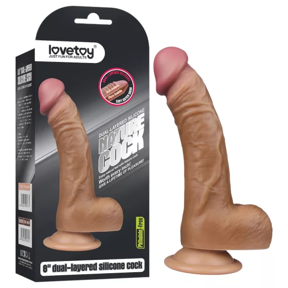 Lovetoy - dildo realist curbat - 20cm - culoare naturală