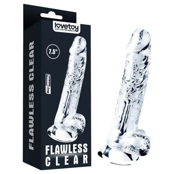 Lovetoy Flawless Clear - dildo cu ventuză - 19 cm (transparent)