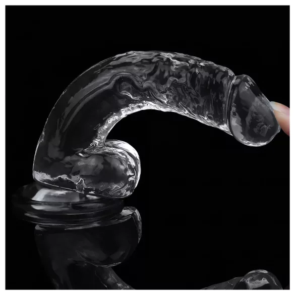 Lovetoy Flawless Clear - dildo cu ventuză - 19 cm (transparent)