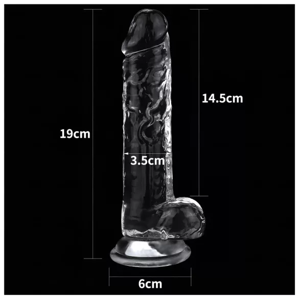 Lovetoy Flawless Clear - dildo cu ventuză - 19 cm (transparent)