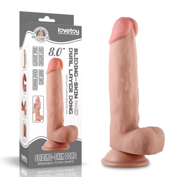 Lovetoy - dildo realist dublu strat - 21cm - culoare naturală