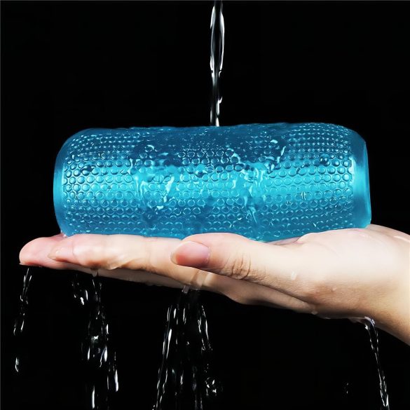 Lovetoy - Masturbator dublu față - texturat - silicon albastru