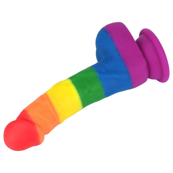 Lovetoy Prider - dildo realist din silicon - 19 cm - curcubeu