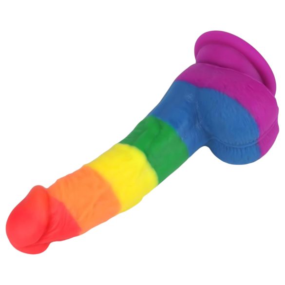 Lovetoy Prider - dildo realist din silicon - 19 cm - curcubeu