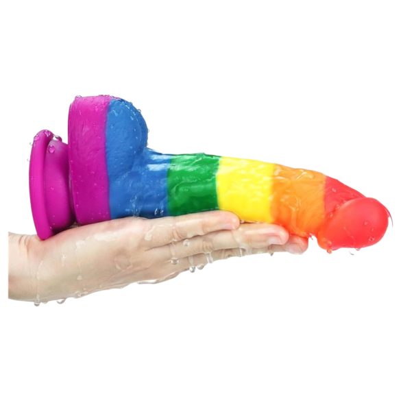Lovetoy Prider - dildo realist din silicon - 19 cm - curcubeu