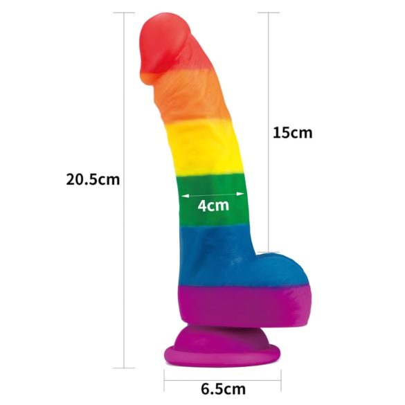 Lovetoy Prider - dildo realist din silicon - 19 cm - curcubeu