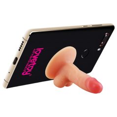 Lovetoy - Suport telefon cu mini dildo cu ventuză (natur)