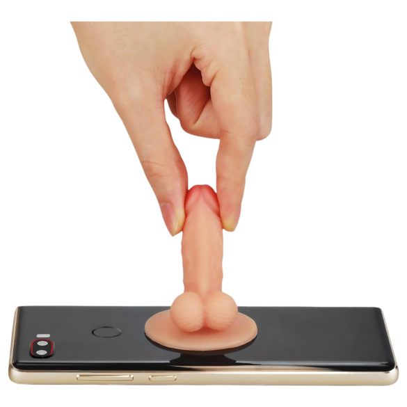 Lovetoy - suport telefon cu ventuză - minidildo realist - culoare naturală