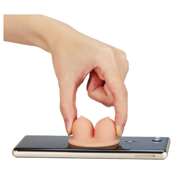 Lovetoy - suport telefon cu ventuză - formă de sân - culoare naturală