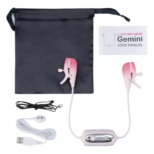 Lovense Gemini - Cleme pentru sfârcuri cu vibrații controlate prin aplicație (roz)