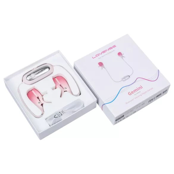 Lovense Gemini - Cleme pentru sfârcuri cu vibrații controlate prin aplicație (roz)