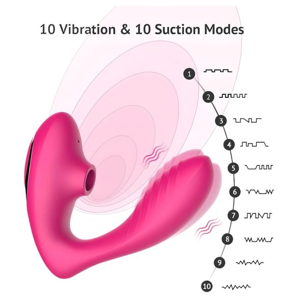 Tracy's Dog 2 - vibrator 2în1 cu unde aeriene (roz)