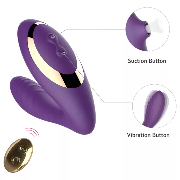 Tracy's Dog 2 - vibrator 2în1 cu pulsații aeriene - mov