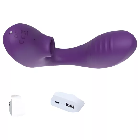 Tracy's Dog 2 - vibrator 2în1 cu pulsații aeriene - mov