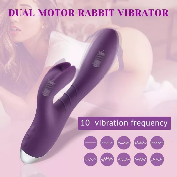Tracy's Dog - vibrator rabbit cu braț pentru clitoris - rezistent la apă - mov
