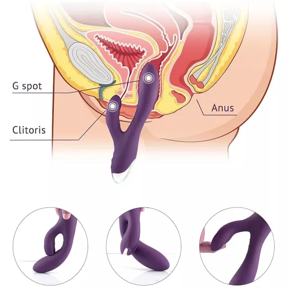 Tracy's Dog - vibrator rabbit cu braț pentru clitoris - rezistent la apă - mov