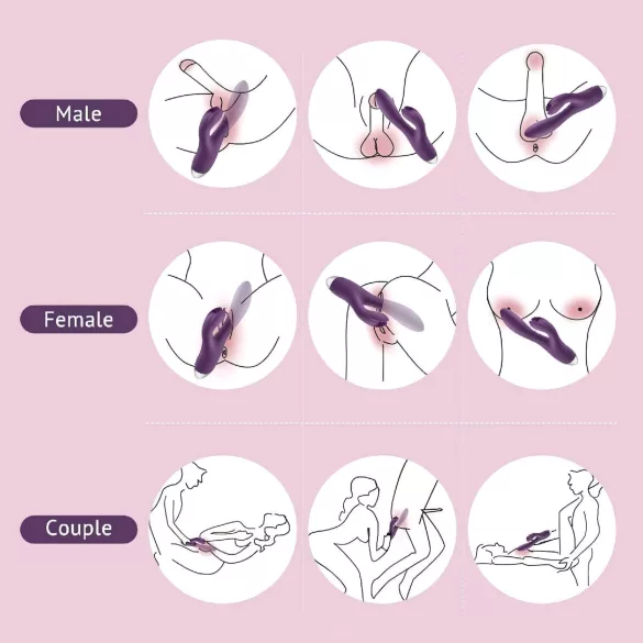 Tracy's Dog - vibrator rabbit cu braț pentru clitoris - rezistent la apă - mov