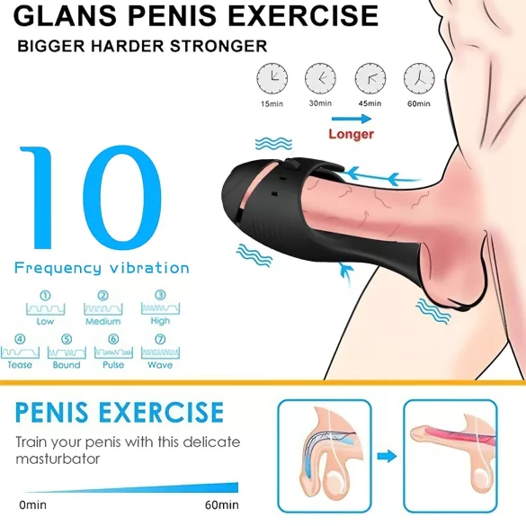 Leopard - vibrator gland penian cu acumulator - negru