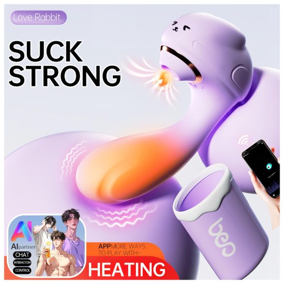 Leopard - vibrator cu aspirație și vibrații - mov