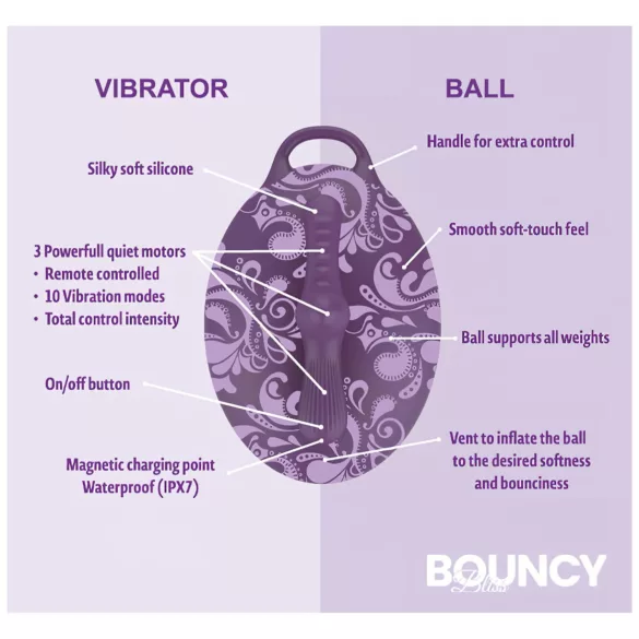Bouncy Bliss Classic - pernă gonflabilă cu vibrator - mov