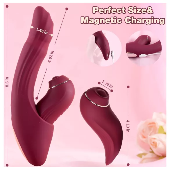 Vibeconnect - Vibrator 2în1 stimulare punct G și clitoris - roșu