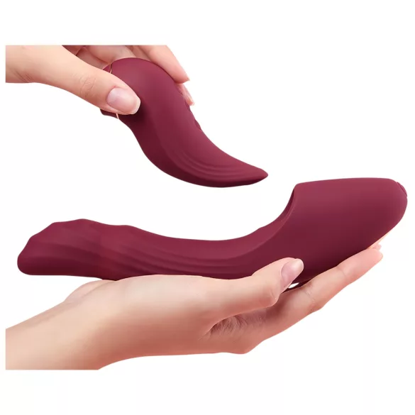 Vibeconnect - Vibrator 2în1 stimulare punct G și clitoris - roșu