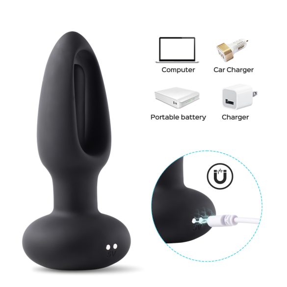 Honey Play Box Snuggy - vibrator anal cu limbă - negru