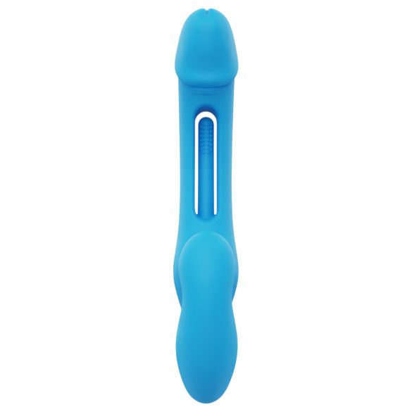 Honey Play Box Harmony Duo - strap-on cu limbă vibrator inteligent - albastru
